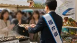知事自ら焼きサバ寿司を振る舞い福井の魅力を直接発信