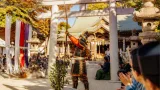 彦島八幡宮で勇壮に「サイ上り神事」披露