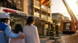 広島・中区でマンション火災 黒煙の中で母子が搬送