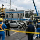 網干線で踏切事故、普通電車と自動車が接触し運転見合わせ