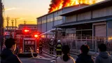 柏市の倉庫で火災、延焼の懸念続く