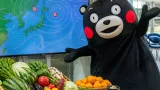 くまモン、気象庁で熊本食材をPR 「復興メニュー」で来県呼びかけ