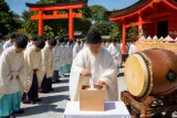 松江祭鼕行列の安全祈願 東片原町が一番くじに