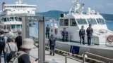 松江・七類港で海上保安部がテロ対策パトロールを実施