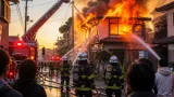 新潟・中央区で住宅火災 消防が消火活動続ける