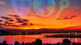 大曲の花火でノートンがスペシャルドローンショー、夕刻に約15分の演出