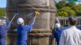 岡崎の八丁味噌モニュメントを清掃 伝統と観光資源の維持に向けた取り組み