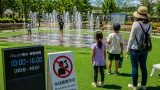 岡崎・矢作公園に新設「パレット噴水」 夏の清涼スポットに整備
