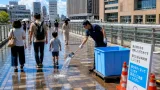 高崎駅前で商業施設3者が連携、氷解水も活用した打ち水で涼感演出