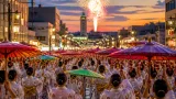 夏夜を彩る傘と鈴 鳥取しゃんしゃん祭が14日に開催
