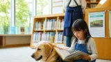 豊中・岡町図書館でセラピー犬の読み聞かせ 子どもの読書支援に着目