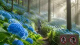 和歌山・かつらぎ町 杉木立に広がる標高千メートルの青いアジサイ