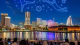 横浜の夜空を照らしたＤｅＮＡドローンショー、３５００機で世界記録に挑戦