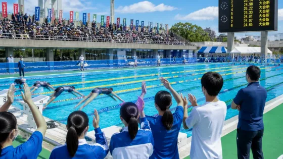 鹿児島の高校新人競泳 鴨池で７種目大会新、男女が学校対抗で栄冠