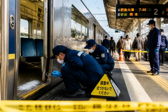 熊本・肥後大津駅で列車運休 白い粉は処理用の凝固剤と判明