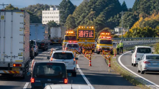 松江自動車道の通行止め、下り線で発生し解除 通勤・物流に一時影響