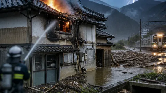 長野県内で激しい雷雨、落雷による住宅火災や床上浸水が発生