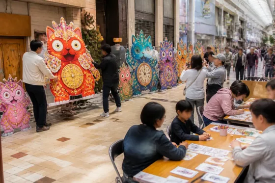 佐世保の商店街に新顔「佐世保怪獣ニャオーン」 店舗ごとの限定デザインで賑わい狙う