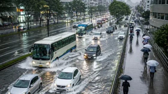 仙台中心部で道路冠水 午前の豪雨で通行に支障