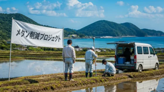 水田のメタン削減へ地元企業と連携協定を締結
