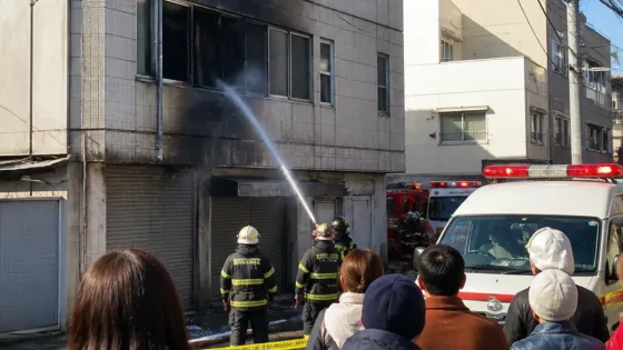 下関のビル一室で出火、住人の男性が死亡