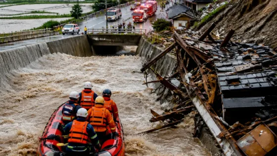 富山で記録的豪雨、河川氾濫と土砂災害相次ぐ