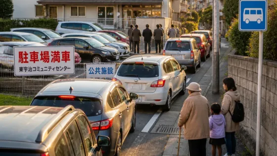 宇治・公共施設で駐車場不足 路上駐車や利用断念相次ぐ
