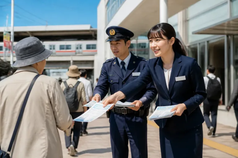 明石駅前で特殊詐欺防止の街頭啓発 被害急増で警察と銀行が連携