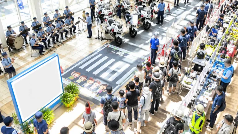 明石で「夏の交通事故防止フェスティバル」 白バイ展示や音楽隊演奏も