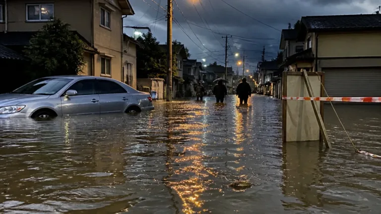秋田県南部で大雨、約6500人に一時避難指示