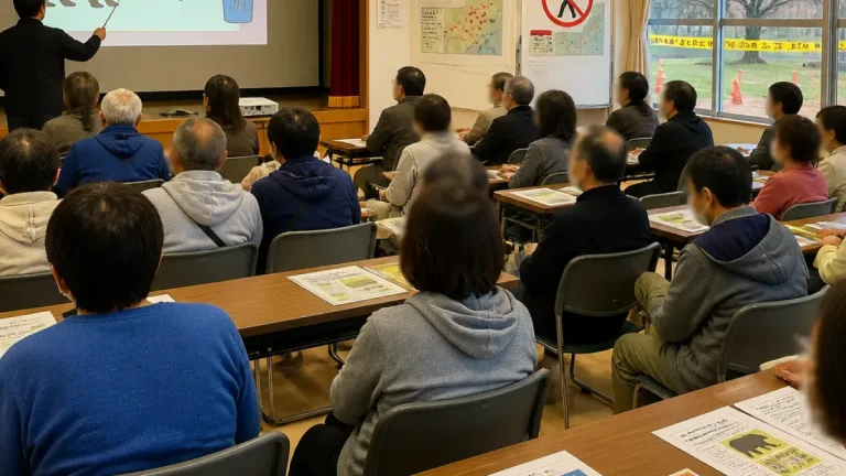 秋田・由利本荘で県職員が解説 クマ被害防止の基本と地域対応