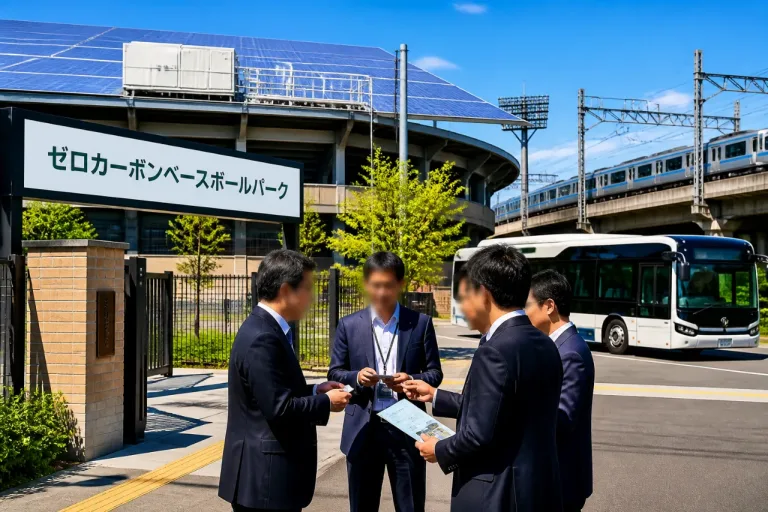 尼崎の「ゼロカーボンベースボールパーク」訪問 国と市、事業者が意見交換
