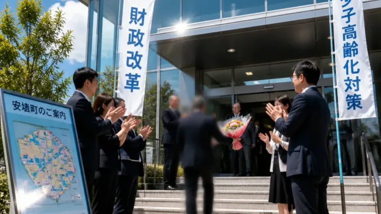 奈良・安堵町の新町長が初登庁 財政改革と少子高齢化対策を最重点に