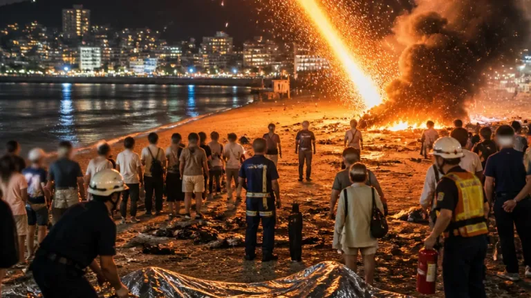 按針祭の花火が観覧席側に落下し3人がやけど