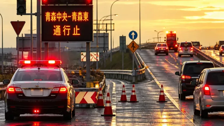 青森自動車道の青森中央〜青森東が通行止め、事故処理で解除未定
