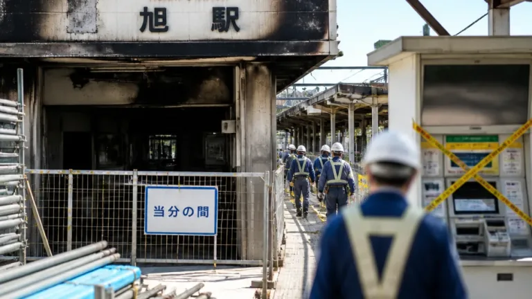 旭駅火災から2週間、駅舎利用制限が継続中