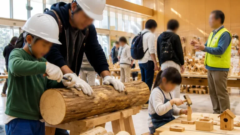 旭川で「森林の市」開催 丸太切りや木育で木材理解を促進
