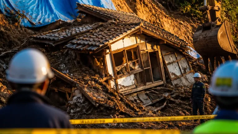足利で土砂崩れ 倒壊住宅で60代夫婦が死亡