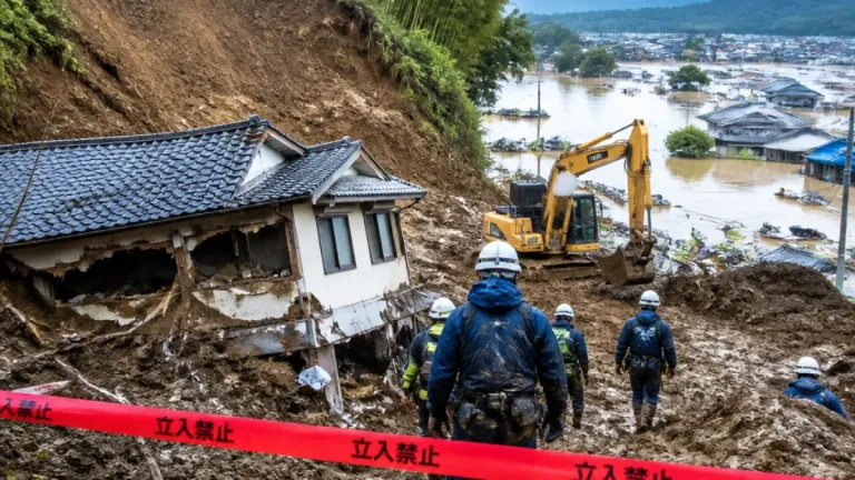 大雨で街一変、足利で土砂崩れと浸水 60代夫婦行方不明で捜索続く