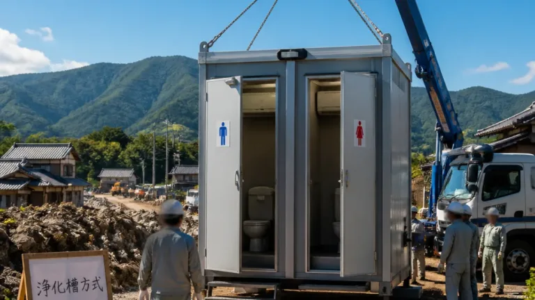 被災地へエアコン付きコンテナトイレを派遣、衛生環境の改善めざす