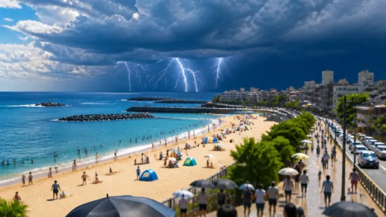 海の日を前に鳥取で厳しい暑さ、急な雷雨にも注意を