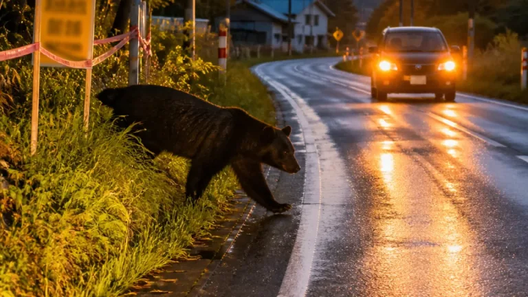 伊達市で道路に飛び出すクマ確認 夕方の目撃に注意喚起