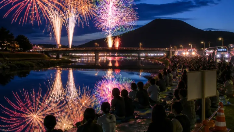日野川で約1万5千発、越前の夜空を彩る花火大会
