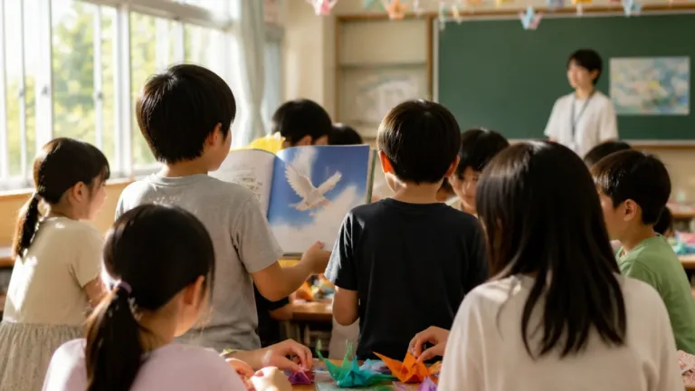 6年生が下級生に絵本読み聞かせと折り鶴指導 府中南小「平和ウィーク」