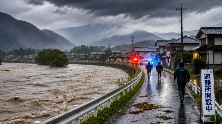 笛吹市付近で短時間に猛烈な雨、気象庁が記録的短時間大雨を警報