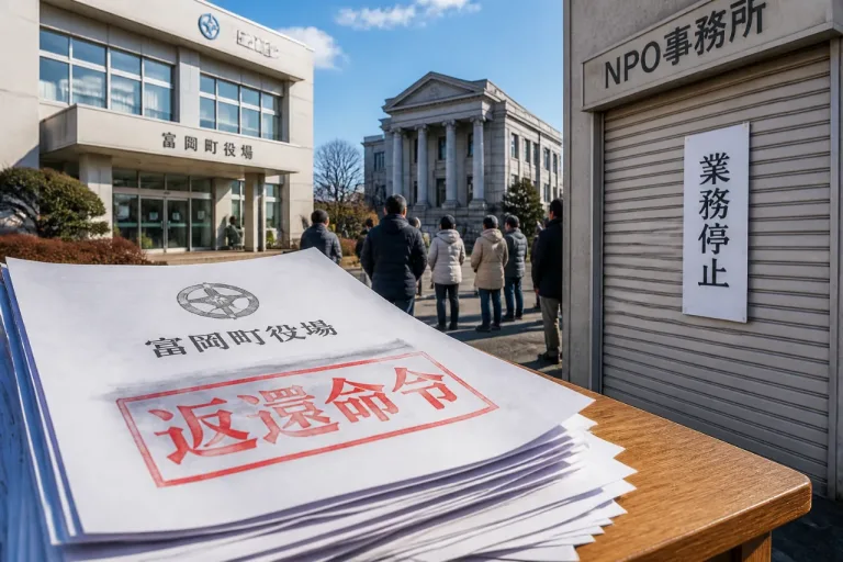 復興補助金の不正流用で全額賠償命令、富岡町がNPOに請求