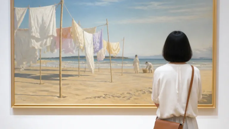 福岡県立美術館所蔵、三角嘉寿男の浜辺画が描く日常の風景