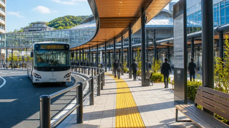 福山・神辺駅西口に屋根付きロータリー完成 バス乗り入れ可能に