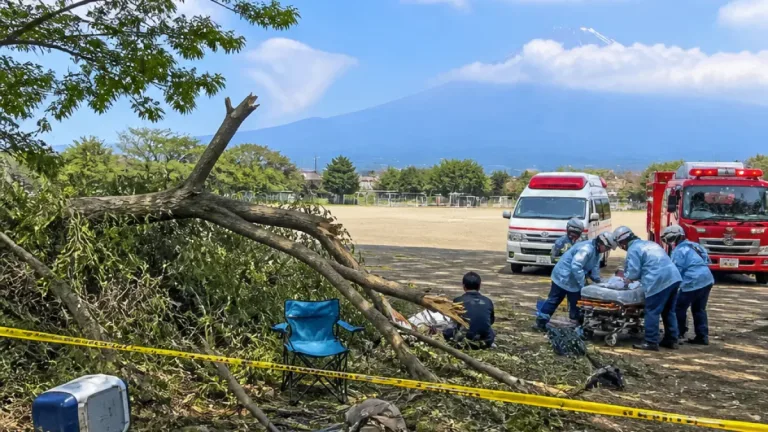 御殿場のグラウンドで倒木、7人搬送