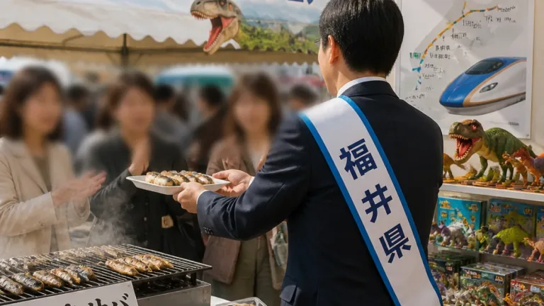 知事自ら焼きサバ寿司を振る舞い福井の魅力を直接発信